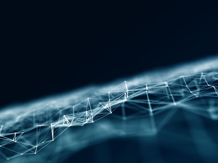 Free Photo 3d connections background with low poly connecting lines and dots