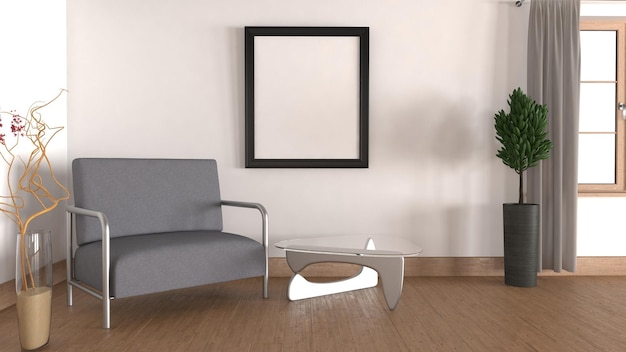 Foto gratuita soggiorno contemporaneo 3d arredamento interno e moderno