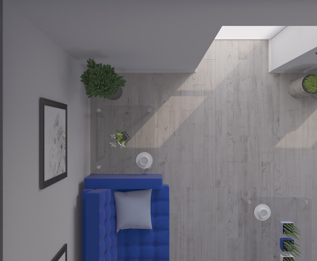 Foto gratuita soggiorno contemporaneo 3d arredamento interno e moderno