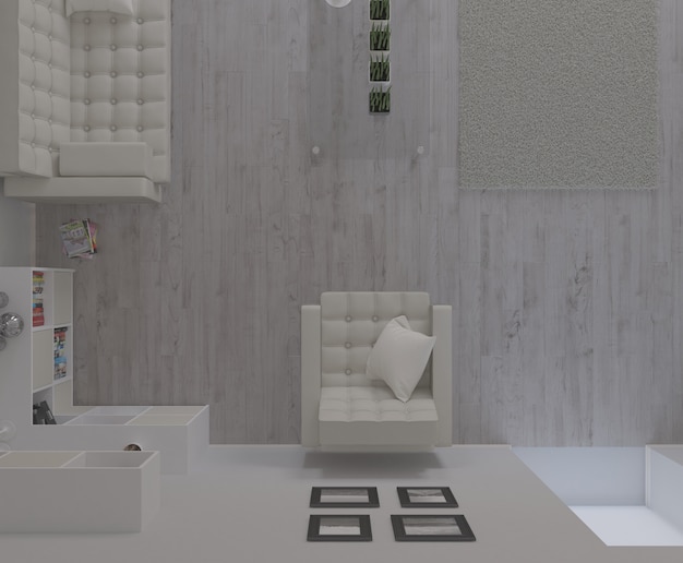 3D современная гостиная Интерьер и современная мебель