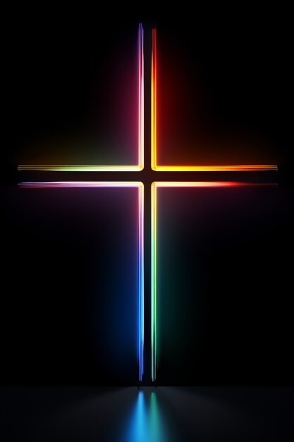 3d cross with neon lights