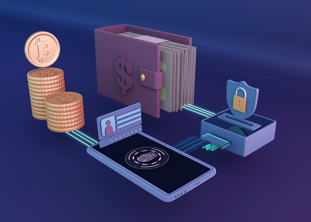 3d cryptocurrency rendering design