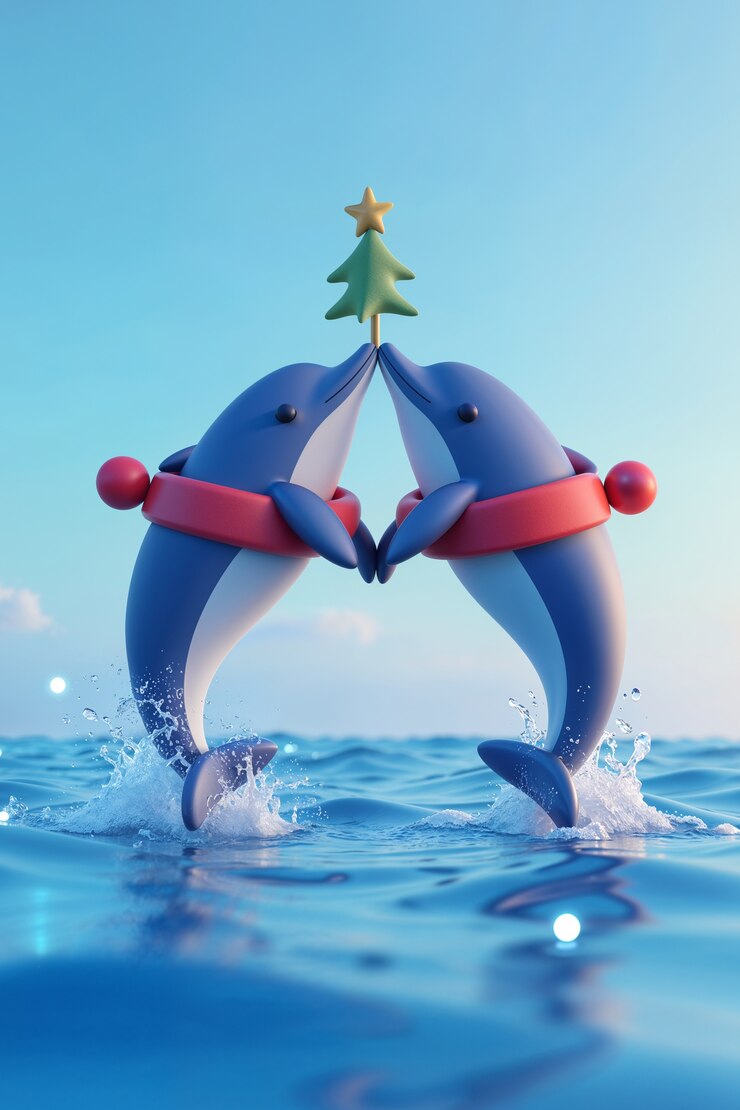 Free Photo 3d cute animals at christmas