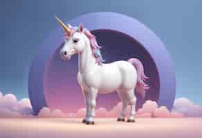 Free photo 3d cute unicorn character