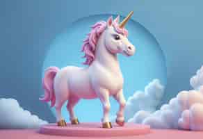 Foto gratuita personaggio unicorno carino in 3d