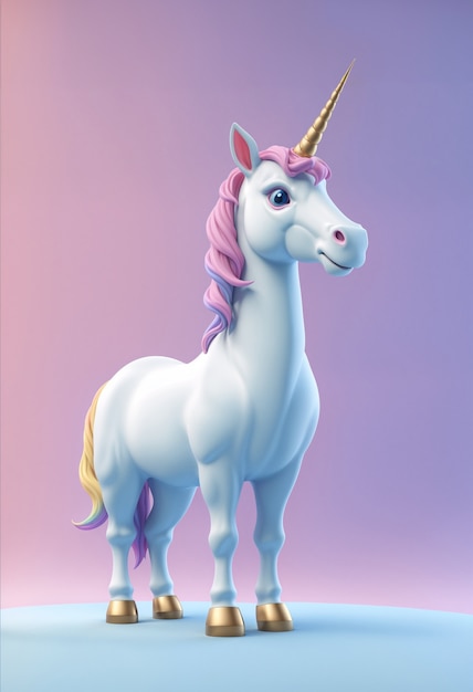 Free photo 3d cute unicorn character