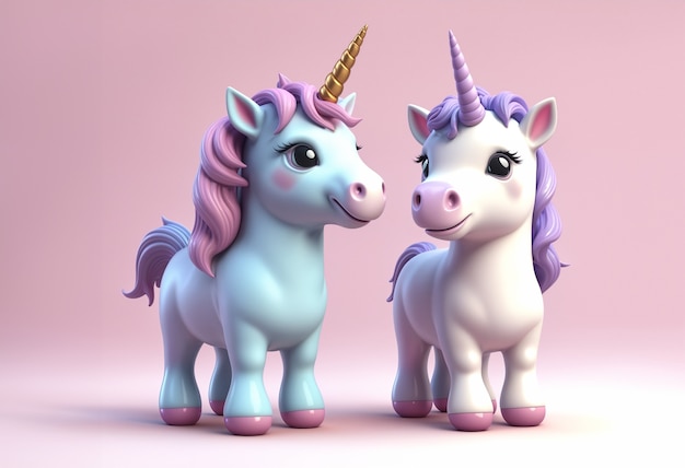 Free photo 3d cute unicorn character