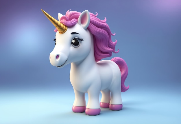 Free photo 3d cute unicorn character