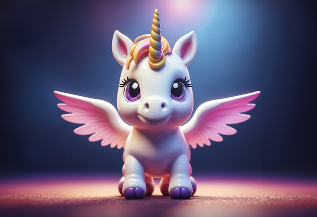 Free photo 3d cute unicorn character