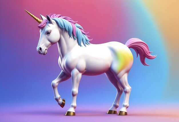 Free photo 3d cute unicorn character