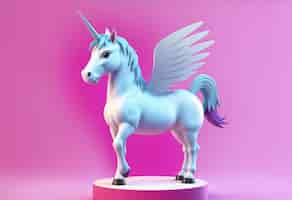 Free photo 3d cute unicorn character