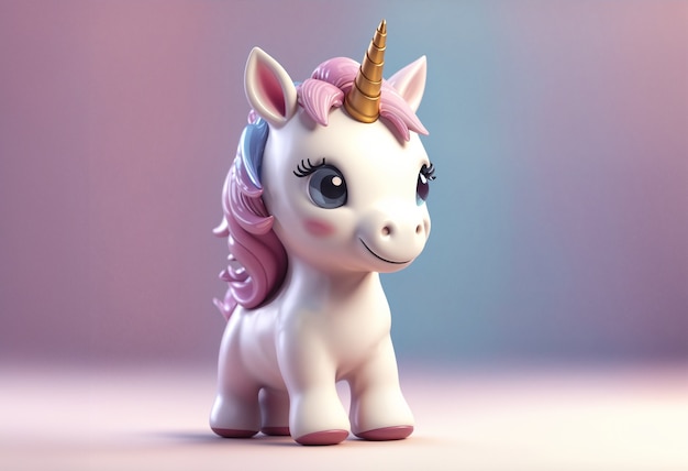 Personaggio unicorno carino in 3d