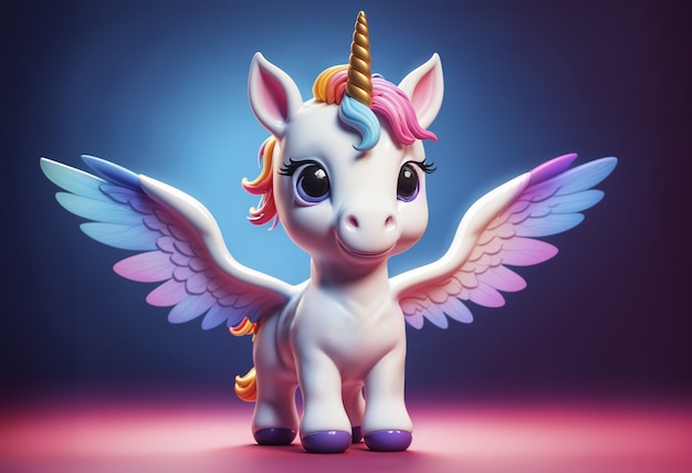 Free photo 3d cute unicorn