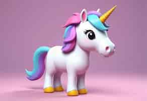 Free photo 3d cute unicorn