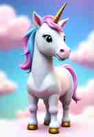 Free photo 3d cute unicorn