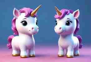 Free photo 3d cute unicorn