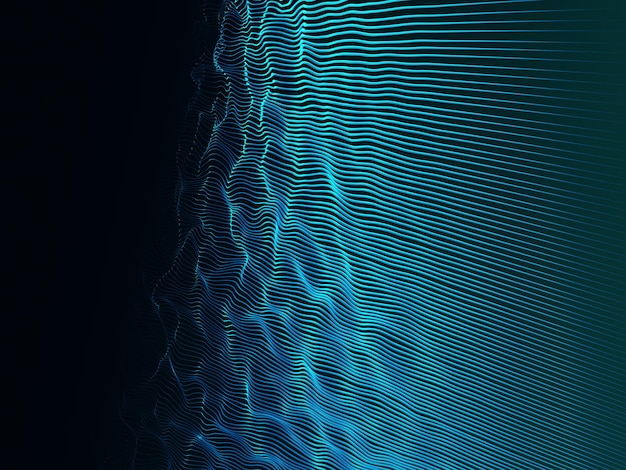 Free photo 3d data technology background with flowing waves
