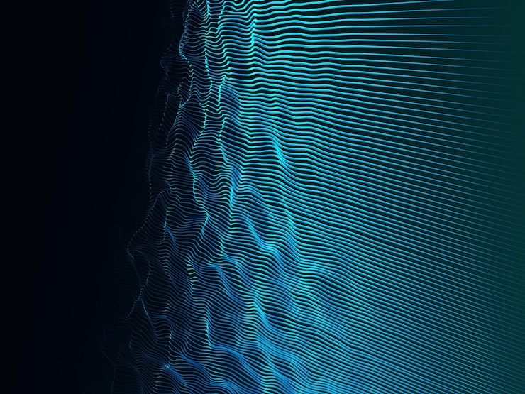 Free Photo 3d data technology background with flowing waves