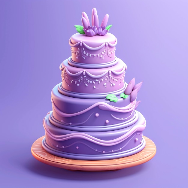3d 장식된 생일 케이크