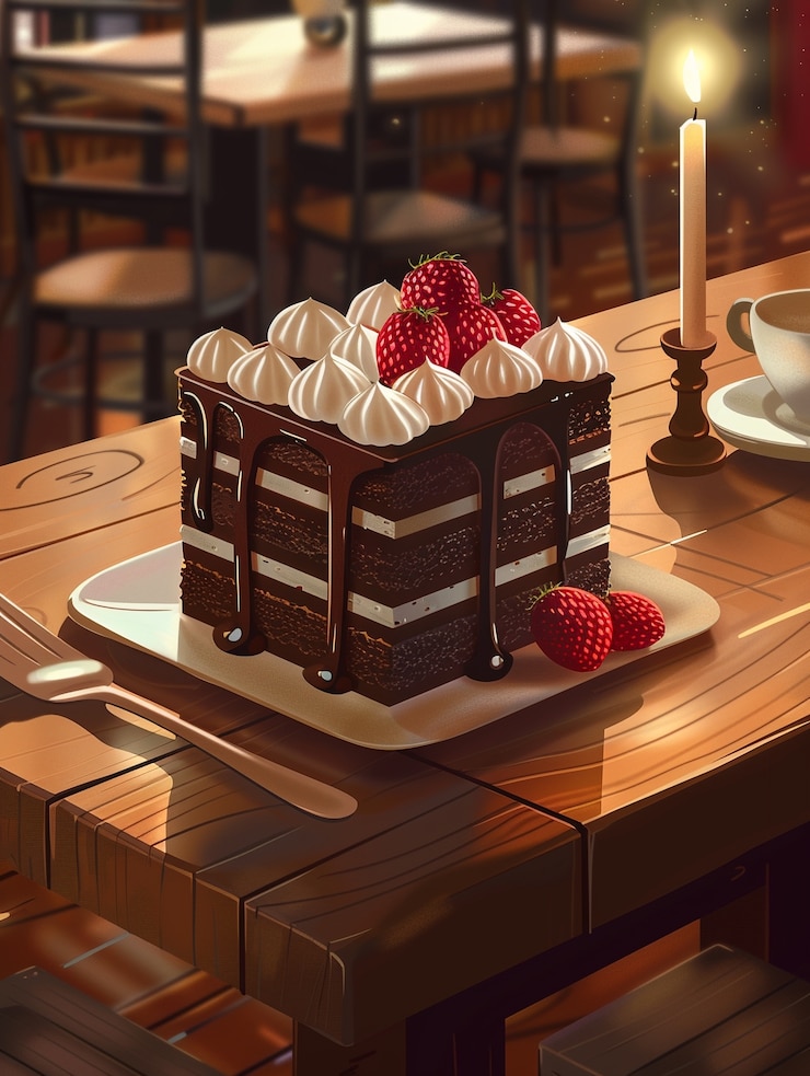 Free Photo 3d delicious cartoon chocolate cake