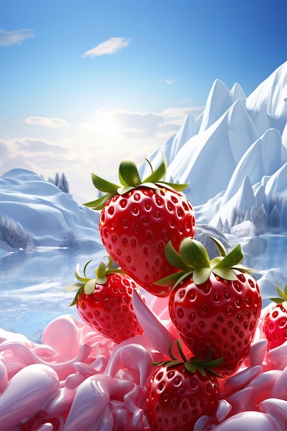 Foto gratuita 3d deliziosi frutti di stagione