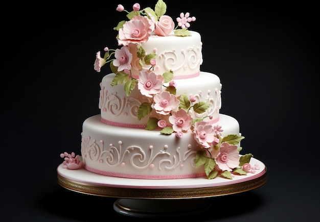 Free photo 3d delicious wedding cake design