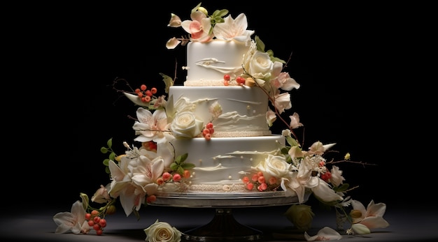 무료 사진 3d 맛있는 웨딩 케이크 디자인