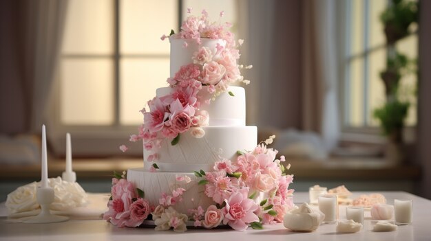 Free photo 3d delicious wedding cake design