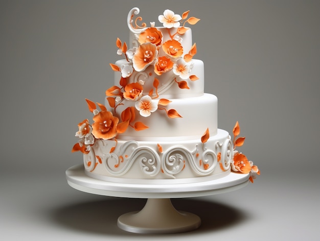 무료 사진 3d 맛있는 웨딩 케이크 디자인