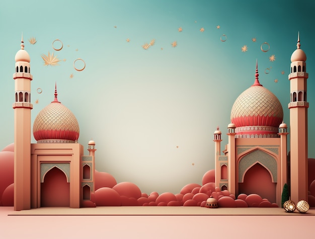 Free photo 3d depiction of arabic palace for islamic ramadan celebration