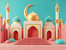 Free photo 3d depiction of arabic palace for islamic ramadan celebration