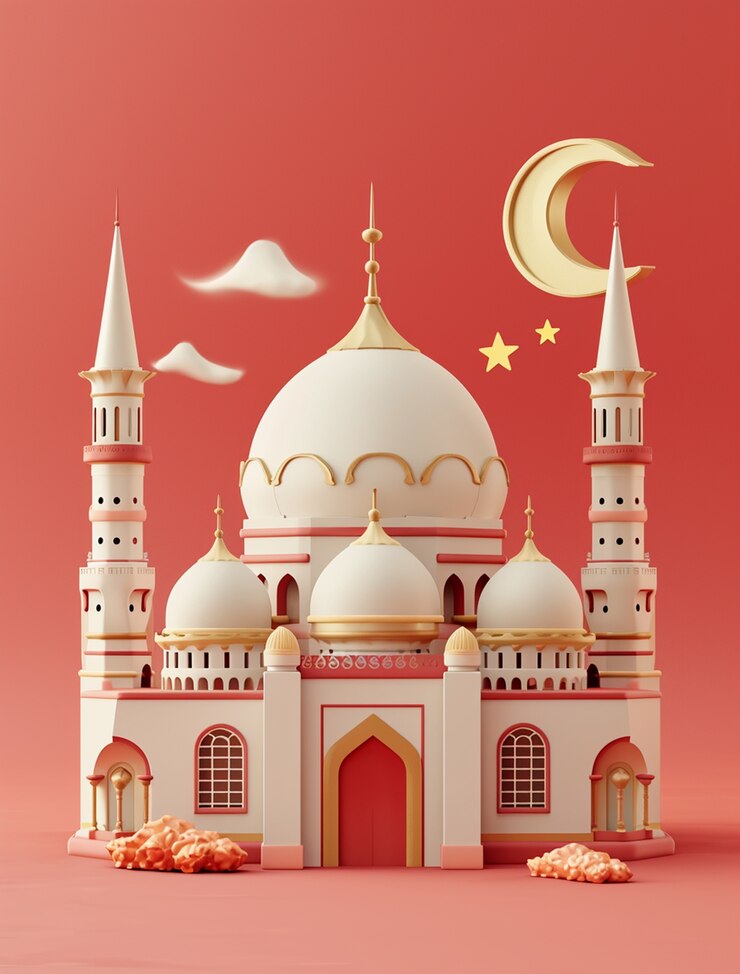 無料Photo イスラム教のラマダンの祝賀のためのアラビアの宮殿の3d描写