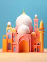 無料写真 イスラム教のラマダンの祝賀のためのアラビアの宮殿の3d描写