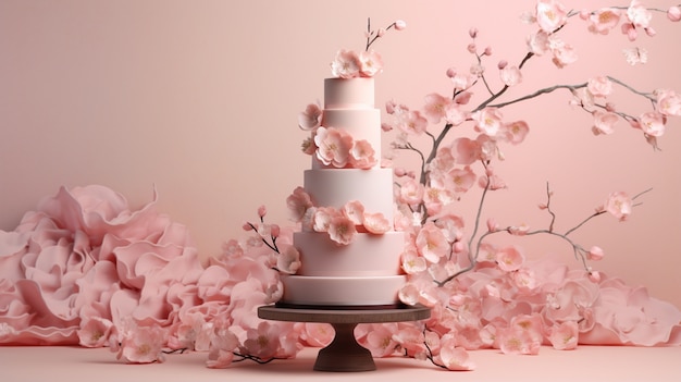 Free photo 3d design for delicious wedding cake