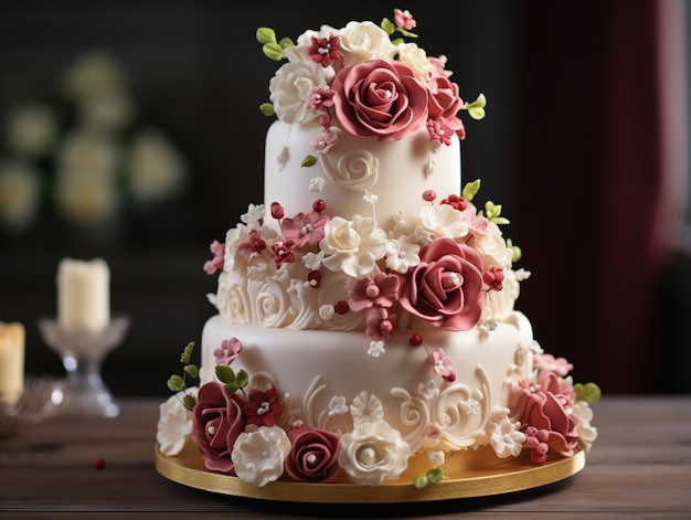無料写真 美味しい結婚式のケーキのための3dデザイン
