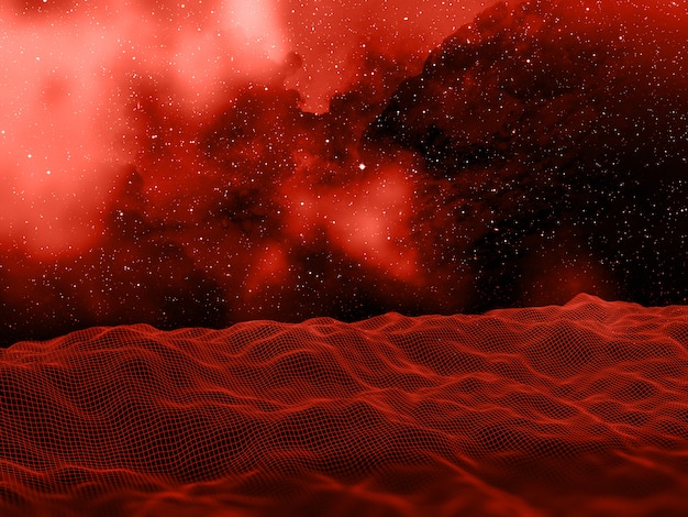 Free photo 3d digital landscape against a space sky background