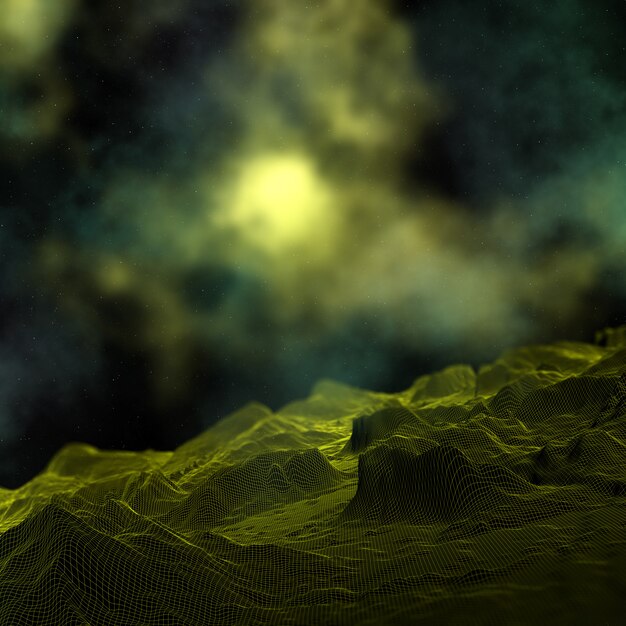 3D цифровой пейзаж с туманностью космического неба