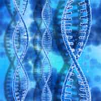 Free photo 3d dna strands on a binary code background