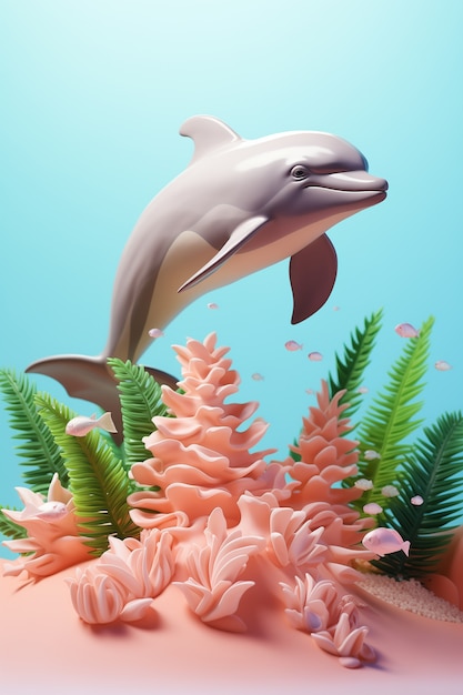 Free photo 3d dolphin outdoors