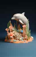 Free photo 3d dolphin with plants