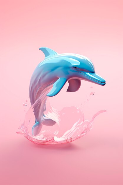 3d dolphin with vibrant coloring