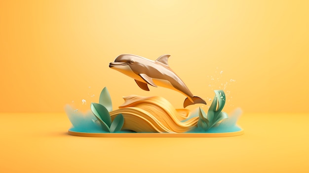 3d dolphin with vibrant coloring