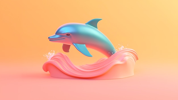 Free photo 3d dolphin with vibrant colors