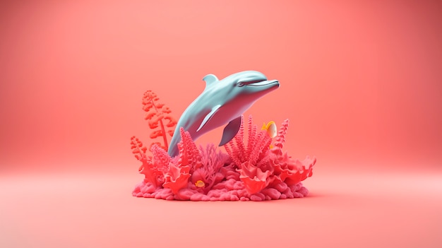 Foto gratuita delfino 3d con colori vivaci