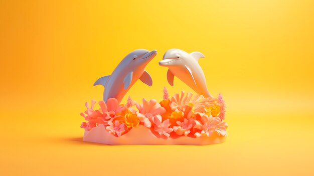 Foto gratuita delfino 3d con colori vivaci