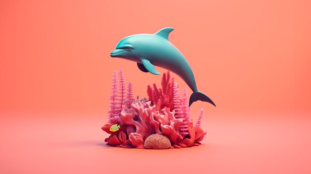 Foto gratuita delfino 3d con colori vivaci