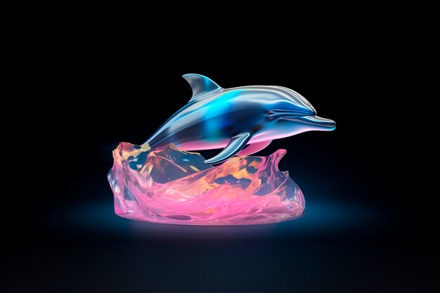 Free photo 3d dolphin with vibrant colors