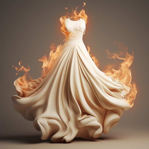 Free photo 3d dress on fire with flames