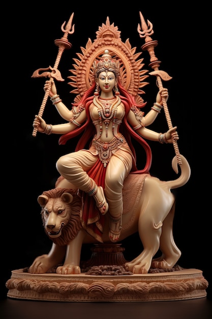 무료 사진 세 번째 durga 여신은 navratri 축제를 위해.