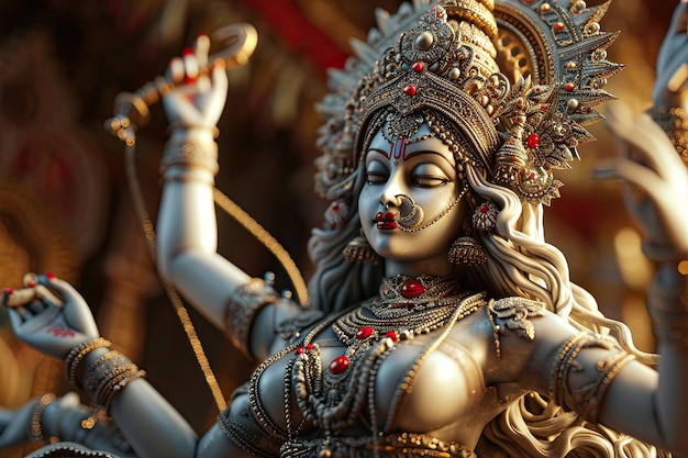 Foto gratuita 3d durga dea per la celebrazione di navratri.